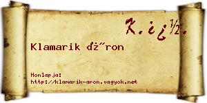 Klamarik Áron névjegykártya
